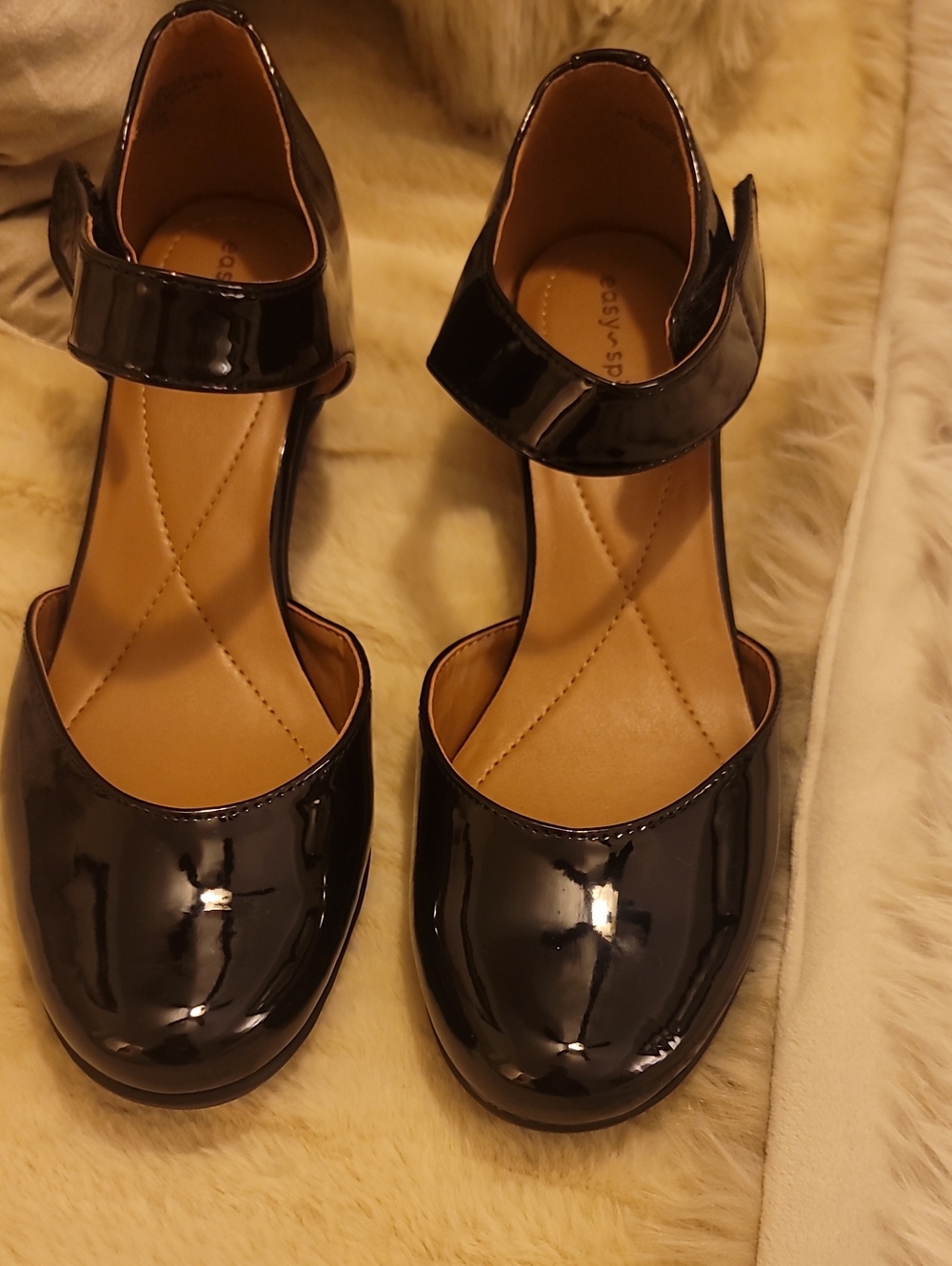 NWT Womens Easy Spirit Black Patent Mary Jane Heels with Ankle Strap MSRP $129